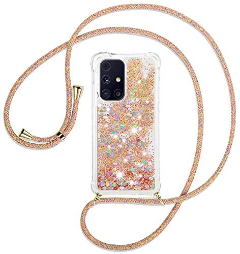 C/N Handykette für Samsung Galaxy M51, Glitzer Hülle Flüssig Bewegende Treibsand Transparent, Silikonhülle mit Band, Stylische Kette mit Hülle für Samsung Galaxy M51 C/N Handykette für Samsung Galaxy M51, Glitzer Hülle Flüssig Bewegende Treibsand Transparent, Silikonhülle mit Band, Stylische Kette mit Hülle für Samsung Galaxy M51 von C/N