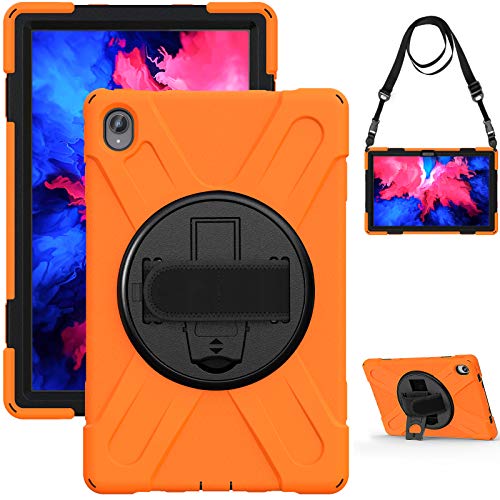 C/N Hülle für Lenovo Tab P11, Drehbarer Handschlaufe / 360-Grad-Ständer und Schulter Schutzhülle für Lenovo Tab P11 11-Zoll 2020 TB-J606F/J606X, Orange von C/N