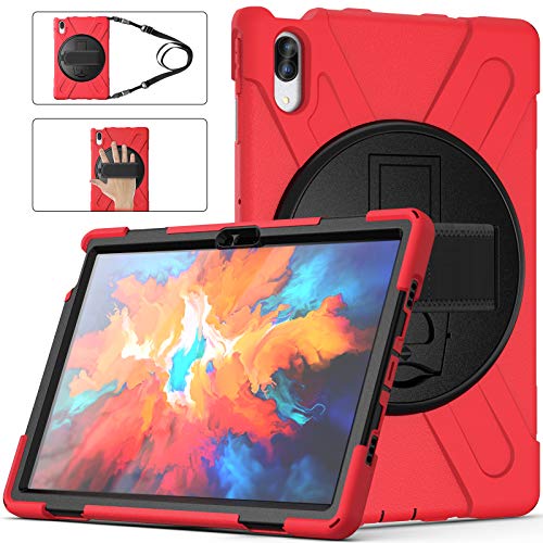 C/N Hülle für Lenovo Tab P11 Pro, Drehbarer Handschlaufe / 360-Grad-Ständer und Schulter Schutzhülle für Lenovo Tab P11 Pro 11.5 (TB-J706F/TB-J706L) 2020, Rot von C/N