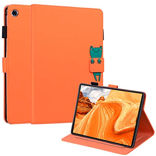 DodoBuy Hülle für Lenovo Tab M10 FHD Plus 10.3" Tablet, Cartoon Tiere Muster Magnetische Flip Smart Cover PU Leder Schutzhülle Tasche Brieftasche Wallet Case Ständer mit Kartenfächer - Orange Frosch von C/N
