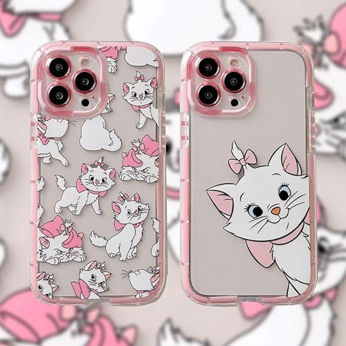 Durchsichtige transparente weiche TPU-Schutzh?lle f?r Apple Marie Cat Bow The Aristocats Pink Bow Cartoon Anime Disney Cute Lovely Kids Girls (iPhone 13, 1 Kitty) von C CASESOPHY