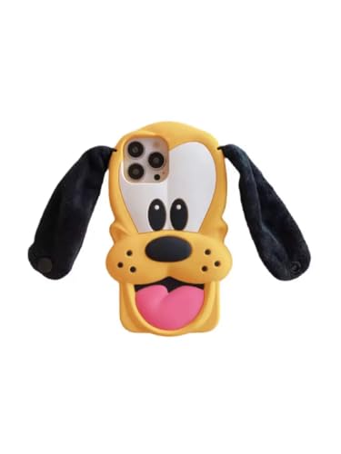 Schutzhülle für Apple Pluto Goofy I-Aah mit Handschlaufe, Handschlaufe, 3D-Cartoon, Anime, niedlich, lieblich, lustig, für Kinder, Mädchen, Jungen (gelber Hund, für iPhone 15 Pro) von C CASESOPHY