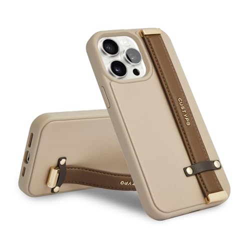 CUSTYPE Schutzhülle für iPhone 12 Pro, mit verstellbarem Handgelenkband, Ständer, Handschlaufe, Lederhülle, für Damen und Mädchen, 15,5 cm (6,1 Zoll), Braun von CUSTYPE