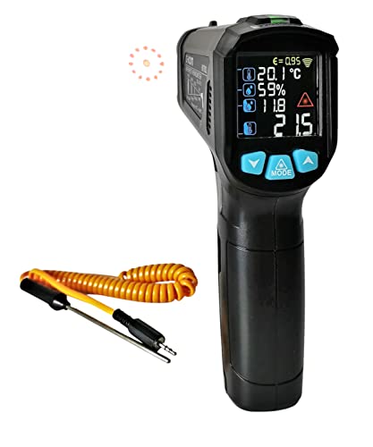 C-KOM KIT02 Infrarot Thermometer Pyrometer IR mit Zusatzfühler, Kontaktmessung, -50-800°C, Messkegel 12:1 von C-Kom