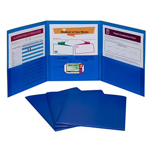 C-Line 3-Pocket Tri-Fold Heavyweight Poly Portfolios, Blue, Box of 24 (33945-24) von C-LINE