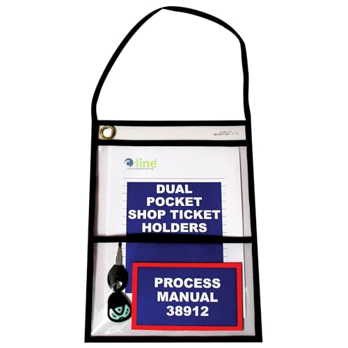 Line genäht Shop Ticket Halter mit Gurt, beide Seiten Klar, 22,9 x 30,5 cm, 15 pro Box Doppeltasche schwarz von C-LINE