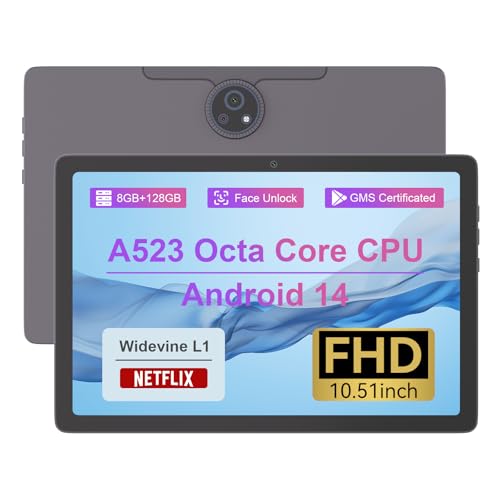 C idea 10,51-Zoll-Tablet, Android14 Tablet mit FHD 1200 x 1920-Bildschirm,8GB RAM + 128GB ROM (TF 1TB), Doppelkamera 13MP+5MP,2,4/5G WLAN,6 Stunden Akku, (grau) von C idea