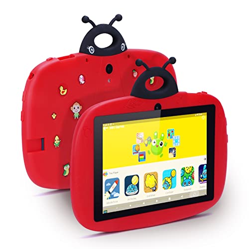 C idea 7-Zoll-Tablet für Kinder, Android 12 Kinder 32 GB ROM WiFi HD-Bildschirm Iwawa Dual-Kamera Kinder Kleinkind Sicherheit Lerntablett für Jungen Mädchen Rot von C idea