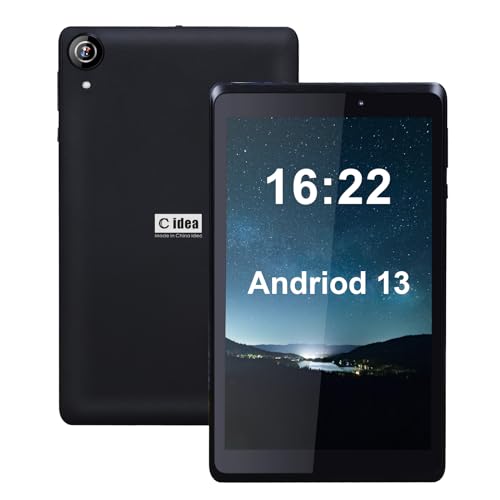 C idea 8-Zoll-Lesetabletts, Android 13-Tablets, 2 GB RAM, 32 GB ROM, Quad-Core, 5000-mAh-Akku, Dual-Kameras, HD-Display, Touchscreen-Tablets für tragbare Unterhaltung (schwarz) von C idea