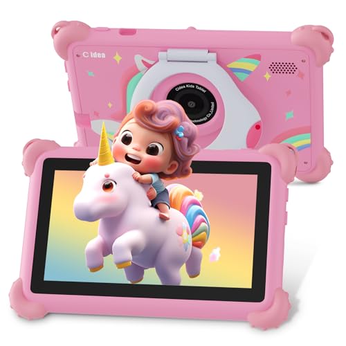 C idea Tablet für Kinder, 17,8 cm (7 Zoll) Kinder-Tablet, 4 GB RAM, 32 GB ROM, Android 13 Kleinkind-Tablet, Kinder-Lerntablett für Mädchen und Jungen, WLAN, HD-Display, Dual-Kamera, IWAWA APP von C idea