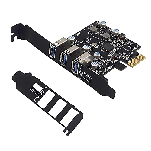 C&N PCI-E auf USB 3.0 4 Ports (1 x USB-C - 3 USB-A) Erweiterungskarte, PCI-Express Add In Card, interner Hub Konverter für Desktop-PC Hostkarte, unterstützt Windows 10/8/7/XP und Mac OS 10.8.2 höher. von C&N