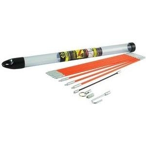 C.K Einziehstangensatz für Kabeleinziehbänder, 3,3 Meter bestehend aus 10 Stäben à 33 cm, Kabelhaken, Stahl - 1 Stück (T5411) von C.K Tools