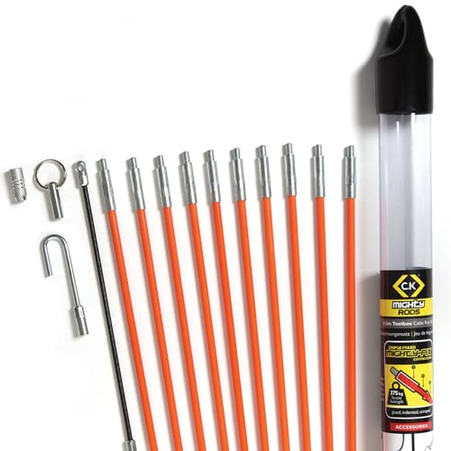 C.K MightyRods 3.3m Kabelstangen Werkzeugkoffer Set 14 Stück, 5mm Ø Flexibilitäten Einziehstangen, Glasfaser Elektrische Kabelziehhilfe, Elektroinstallation, Kabeleinziehhilfe Elektriker, CK T5411 C.K MightyRods 3.3m Kabelstangen Werkzeugkoffer Set 14 Stück, 5mm Ø Flexibilitäten Einziehstangen, Glasfaser Elektrische Kabelziehhilfe, Elektroinstallation, Kabeleinziehhilfe Elektriker, CK T5411 von C.K