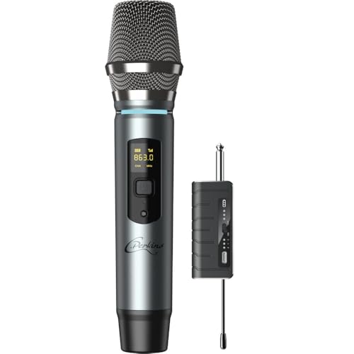 C.Perkins - MIC-PRO-HF - Drahtloses UHF-Handmikrofon mit Batterie und 6,35mm JACK-Empfänger - UHF 863-865MHz - Grau Metall C.Perkins - MIC-PRO-HF - Drahtloses UHF-Handmikrofon mit Batterie und 6,35mm JACK-Empfänger - UHF 863-865MHz - Grau Metall von C.Perkins