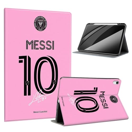 ZERMU Schutzhülle für iPad (A16) 11. / 10. Generation 11 Zoll / 10,9 Zoll (2025/2022), Mess%i #10 Miam-i Soccer Stoßfeste magnetische Abdeckung [Auto Sleep/Wake] mit Stifthalter, Multi-Winkel-Ständer von C0KC0IP
