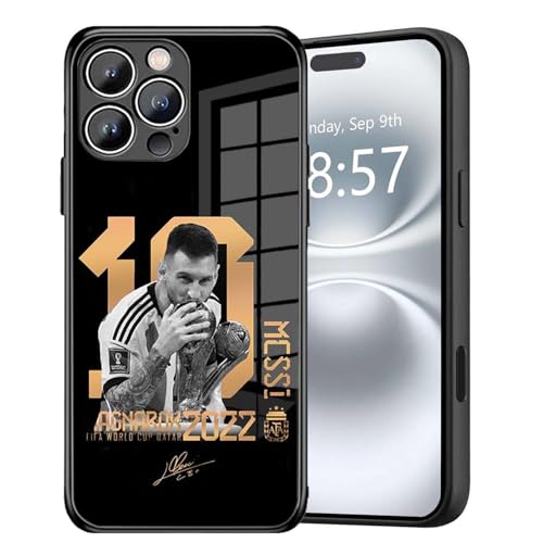 ZERMU Schutzhülle für iPhone 16 Pro Max, Super-Fußballstar Mess%i #10, Kristallglasrückseite, vollständiger Schutz, kratzfest, stoßdämpfend, Stoßfängerabdeckung, Schutzhülle für iPhone 16 Pro Max, von C0KC0IP