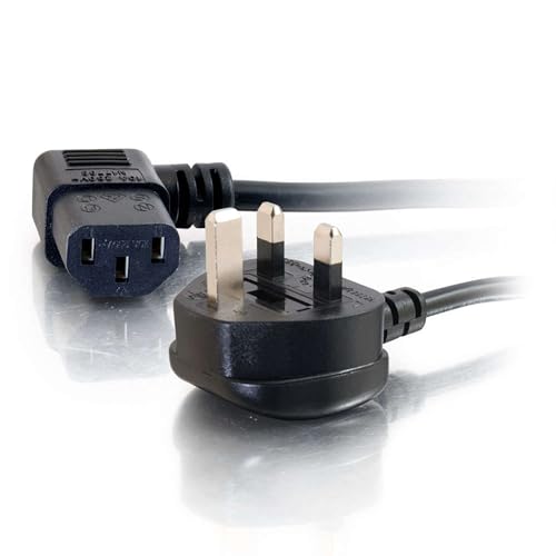 C2G 2 Meter 18 AWG 90 Grad Stromkabel (IEC320C13R nach BS1363) Rechtwinkliges Wasserkocher-Kabel, 88520 von C2G