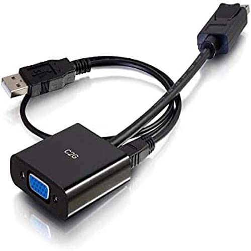 C2G 20CM DisplayPort-Stecker, 3,5 Audio und USB auf VGA-Buchse Aktiv-Adapter-Dongle, kompatibel mit Apple Cinema Displays, Microsoft, Dell, HP, Intel, ASUS, Alienware, Lenovo und mehr von C2G