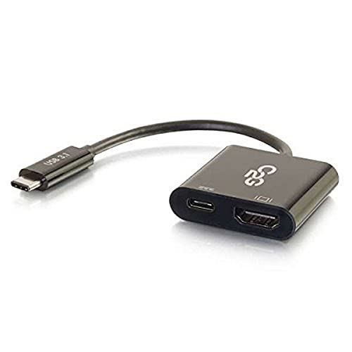 C2G 29531 USB-C auf 4K UHD HDMI Audio/Video Adapter Konverter mit Power Delivery, Schwarz von C2G