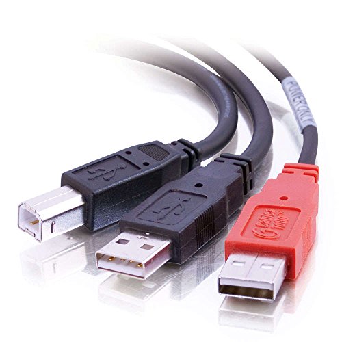 C2G 2M USB-B Stecker auf 2 x USB-A Stecker Y-Kabel, USB 2. 0 ideal fàur die Stromversorgung von Festplatten, Schwarz von C2G