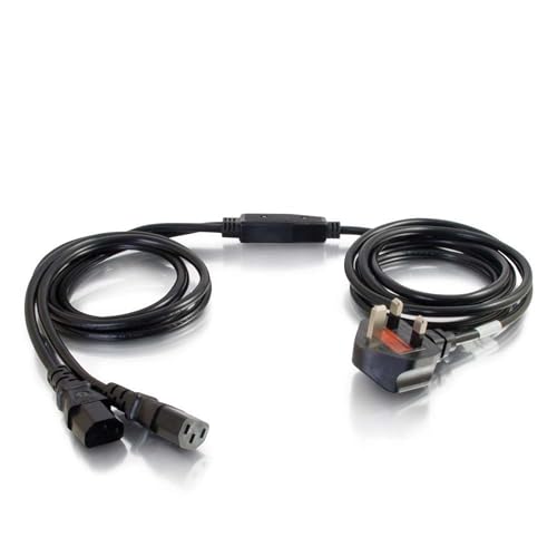 C2G 80628 3 Meter 17 AWG UK Stromkabel-Splitter (2 x IEC320C13 nach BS 1363) 6 Fuß Wasserkocher-Kabel/Dual Strom Cord von C2G