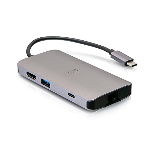 C2G USB-C 8-in-1 Mini-Dockingstation mit HDMI, 2x USB-A, Ethernet, SD-Kartenleser und USB-C-Ladefunktion, Strom Delivery bis zu 100 W, 4K @ Auflà¶sung 30 Hz von C2G