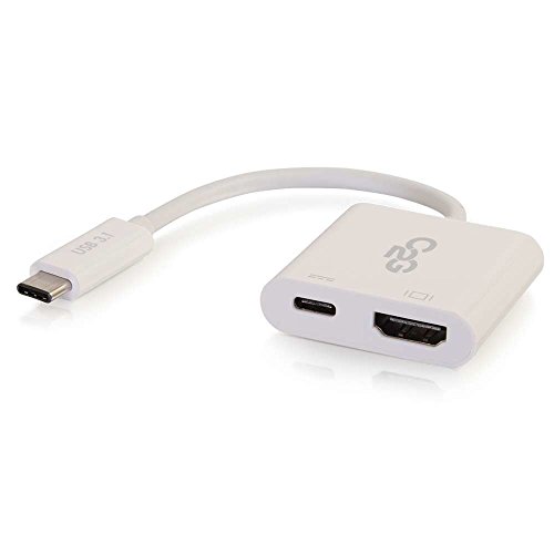 C2G USB-C-auf-HDMI- und USB-C-Ladeadapter - Weiß von C2G