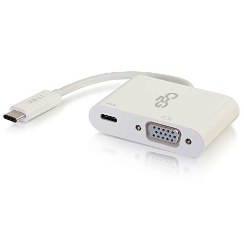 C2G USB-C to VGA Video Adapter Converter with Strom Delivery - weiß von C2G