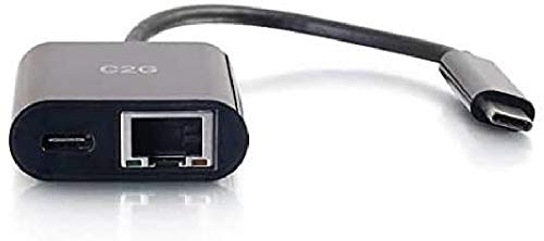 C2G USB-C-zu-Ethernet-Adapter mit Strom Delivery - Schwarz - Netzwerkadapter - USB-C - Gigabit Ethernet x 1 - Schwarz von C2G