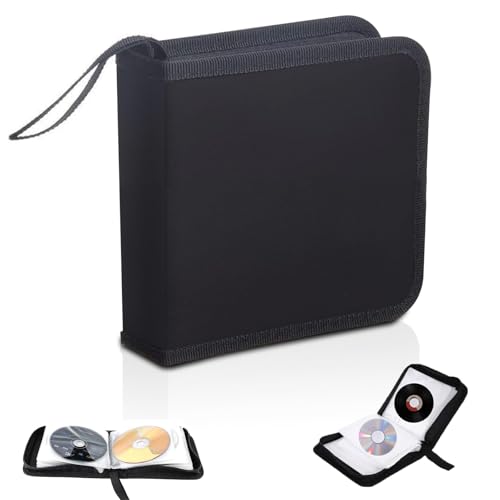 CD-Tasche, Tasche für 40 Discs, CD/DVD-Tasche Aufbewahrungsschutz, CD DVD Discs Aufbewahrungstasche, CD-Aufbewahrungstasche für Haus und Auto, Geeignet für CD Lagerung und Organisation (Schwarz) von CAAGGMM