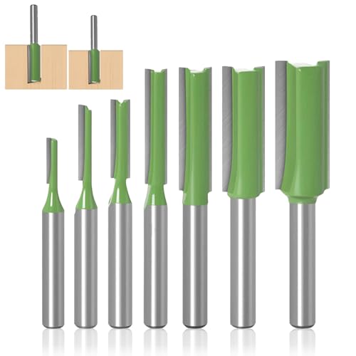 Fräser für Oberfräse, 7 Stück Legierung Nutfräser 6mm Schaft, Zweischneidig Gerade Nutfräser, Mehrere Größen Fräser Set, Holzbearbeitungs Schneidwerkzeug, für Holzbearbeitung, Grün Fräser für Oberfräse, 7 Stück Legierung Nutfräser 6mm Schaft, Zweischneidig Gerade Nutfräser, Mehrere Größen Fräser Set, Holzbearbeitungs Schneidwerkzeug, für Holzbearbeitung, Grün von CAAGGMM