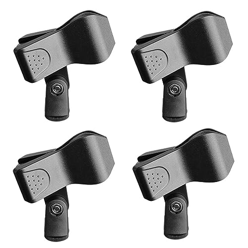4 Stück Mikrofonklemme, Mikrofongehäuse, Mikrofonhalter, Mikrofonclip, Halterung für Mikrofon-Clip, kompatibel mit den meisten kabelgebundenen und kabellosen Mikrofonen (schwarz) von CAASFOOY