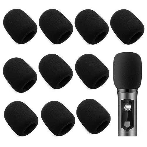CAASFOOY 10 Stück Mikrofon-Abdeckungen, Schwamm-Mikrofonabdeckungen, Schaumstoff-Schutz für Mikrofon, Kopfhörer-Schutz, Schwarz von CAASFOOY