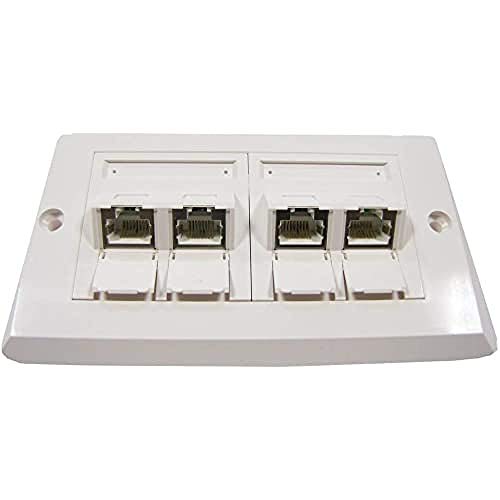 BeMatik - 140x80 Wandplatte für 4 RJ45 Cat.6 FTP von CABLEMATIC