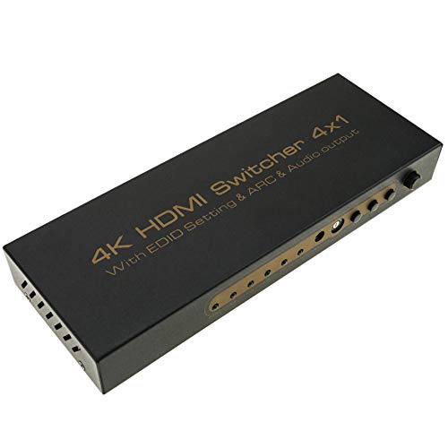 Cablematic - HDMI Wahlschalter mit 4 Audioeingängen aus 1 HDMI Ausgang und 1 analogen Audioausgang von CABLEMATIC
