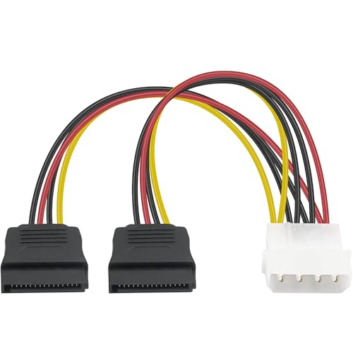 CABLEPELADO Adapterkabel, 4-polig, IDE-Molex-Stecker, Dual-SATA-Kabel, LP4 auf 2 x 15-polige SATA, 18 AWG, geeignet für HDD, SSD, CD-ROM, 15 cm CABLEPELADO Adapterkabel, 4-polig, IDE-Molex-Stecker, Dual-SATA-Kabel, LP4 auf 2 x 15-polige SATA, 18 AWG, geeignet für HDD, SSD, CD-ROM, 15 cm von CABLEPELADO