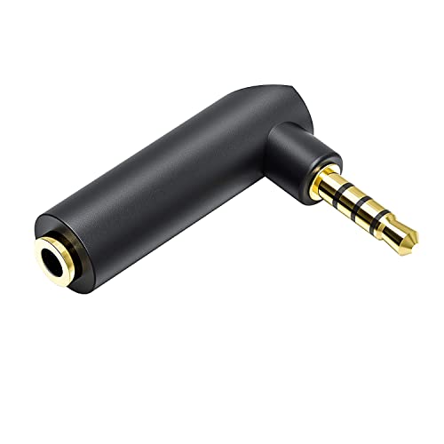 CABLEPELADO Audio-Adapter, 3,5 mm, 90 Grad, abgewinkelt, 4 Pin, Kopfhörer-Adapter, 3,5 mm, mit 4-poligem Mikrofon, kompatibel mit PS5/PS4, Kopfhörern, Lautsprecher, PC, Handy von CABLEPELADO