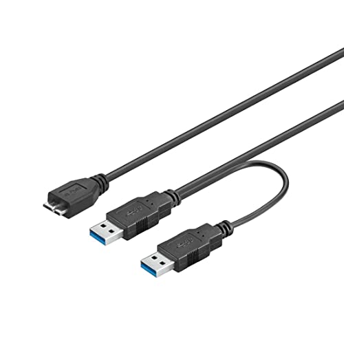 CABLEPELADO Dual USB 3.0 Daten- und Stromversorgungskabel, Dual-Power-Kabel, 2 x USB-Stecker auf Micro-USB B, kompatibel mit Wii U, PS4, Xbox, externe HDD, Toshiba, Western Digital My Passport, von CABLEPELADO