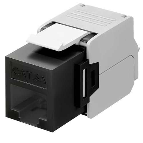 CABLEPELADO Keystone RJ45-Buchse | UTP-Buchse von CAT 6A | TIA 568A/B | Selbstcrimpsystem | Geeignet für die Verdrahtung im RITI oder RTR | Schwarz CABLEPELADO Keystone RJ45-Buchse | UTP-Buchse von CAT 6A | TIA 568A/B | Selbstcrimpsystem | Geeignet für die Verdrahtung im RITI oder RTR | Schwarz von CABLEPELADO