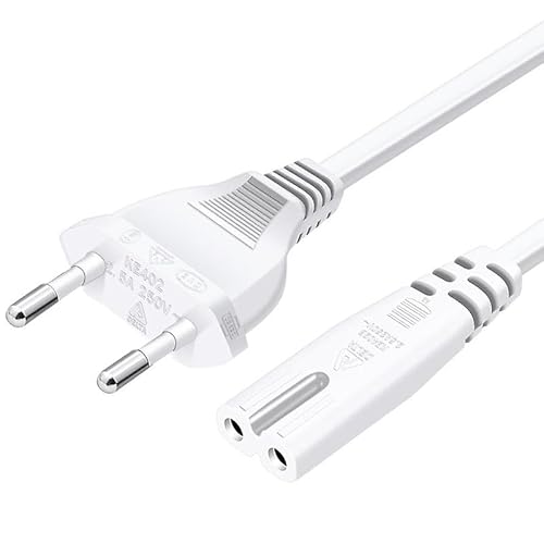 CABLEPELADO Netzkabel Typ C Euro - Kabel C7 - Euro 8 Kabel - Kompatibel mit Samsung Toshiba LG Philips Sharp Sony Monitor DVD Printer Radio BLU-Ray Playstation Xbox - 1,8 Meter - Weiß von CABLEPELADO