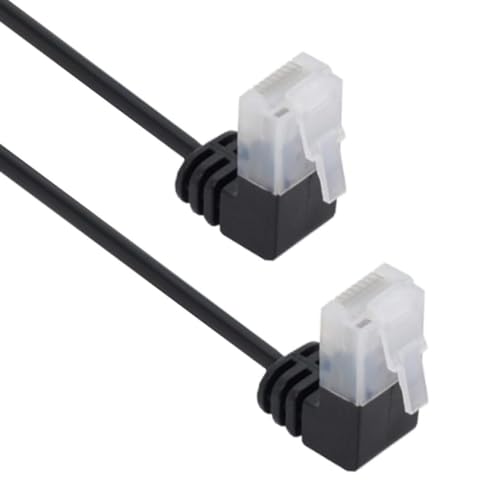 CABLEPELADO Netzwerkkabel, LAN-Kabel, Datenkabel, Gigabit-Kabel, RJ45-Kabel, geflochtenes Kabel, 2 x 90 Grad, Kategorie 5E, kompatibel mit PC, PS4, PS5, Xbox, Smart TV, Server, 1 m, Schwarz von CABLEPELADO