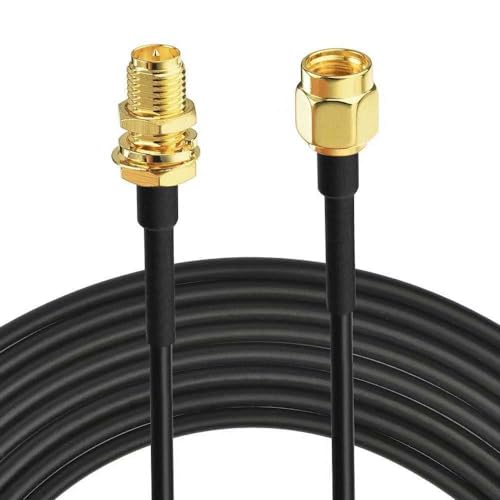 CABLEPELADO RP-SMA-Antennenkabel, Stecker auf Buchse, WLAN-Antennenkabel, verlustarmes WLAN-Antennenkabel, Koaxialkabel, WLAN-Netzwerkkarte, Schwarz, 1 Meter von CABLEPELADO