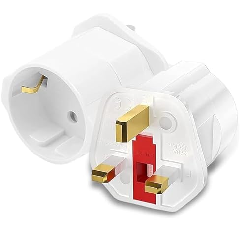 CABLEPELADO Reiseadapter für EU-Stecker auf UK-Stecker, Reiseadapter, Spanisch auf Englisch, England, für Katar, Irland, Malediven, Schottland, Typ G, Weiß von CABLEPELADO