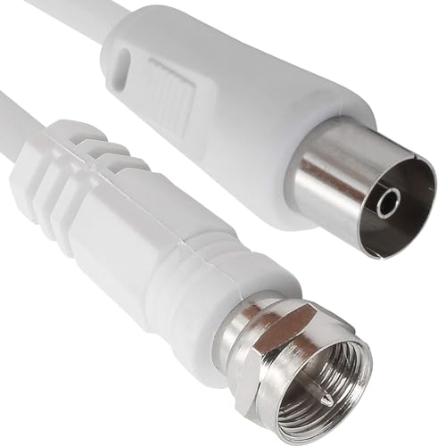 CABLEPELADO SAT-Antennenkabel, TV-Sat-Kabel, 75 Ohm, Koaxialbuchse auf F-Stecker, HDTV, DVB-T2, DVB-C, DVB-S, TV und Radio, weiß, 5 m von CABLEPELADO