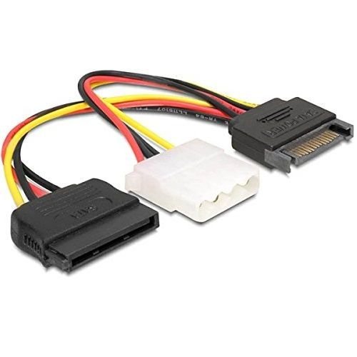 CABLEPELADO SATA-Stromkabel, SATA-Buchse und Molex, 4-polige Buchse, SATA 15PM auf SATA 15PM und Molex 4PM, 18 AWG, geeignet für HDD, SSD, CD-ROM, 15 cm von CABLEPELADO