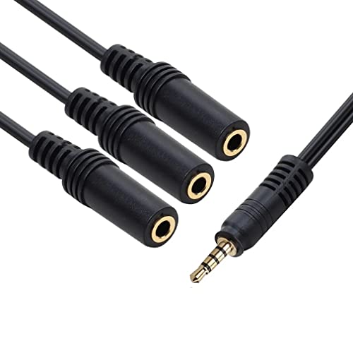 CABLEPELADO Splitterkabel 3,5 mm Klinkenstecker mit 4-poligem Mikrofon, 3-Wege-Kopfhörer, 3,5 mm, TRRS, kompatibel mit PS5/PS4, Kopfhörern, Lautsprecher, PC, Handy, Schwarz von CABLEPELADO