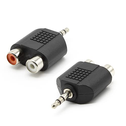 CABLEPELADO Stereo-Adapter 3,5 mm Stecker auf 2 Cinch-Buchsen | Audioadapter | Audio-Konverter | AUX-IN TRS | RCA auf Klinke | Dual | PVC | Schwarz von CABLEPELADO