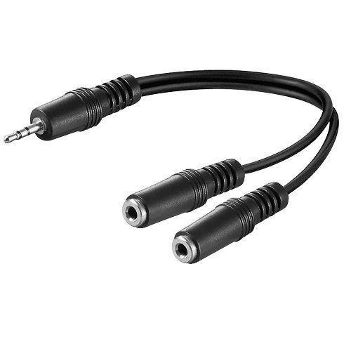 CABLEPELADO Stereo-Audio-Splitterkabel, 2 x Klinkenstecker, 3,5 mm, Buchse auf 3,5 mm, Kopfhörer-Splitterkabel, kompatibel mit iPod, iPhone, iPad, Samsung, MP3, 20 cm, Schwarz von CABLEPELADO