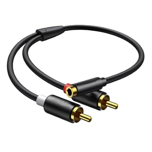 CABLEPELADO Stereo-Audiokabel, 3,5 mm auf 2 x RCA-Stecker, Audio-Splitterkabel, geeignet für Verstärker, Lautsprecher, Plattenspieler, Mixer, TV, MP3, Handy, Tablet, PC, 30 cm, Nylon von CABLEPELADO