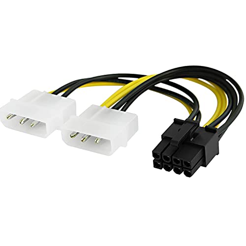 CABLEPELADO Stromkabel, 4-poliger Molex-Stecker auf 8-poligen PCI-Express-Stecker, Stromversorgungskabel zu Grafikkarte, 8-polig, 15 cm (8-poliger PCI) von CABLEPELADO